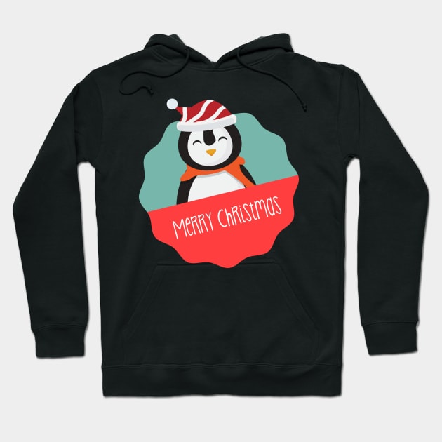 Merry Christmas Cute Penguin Hoodie by area-design